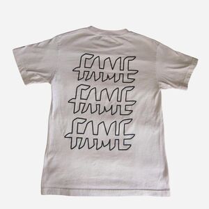 Hall of Fame Brand White Graphic Tee Small Fame Logo Pocket Shirt